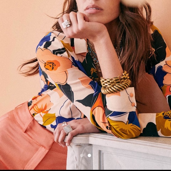 Sezane Peach Gustavo Trousers sz 40 US 8 Satin Like - Picture 3 of 11